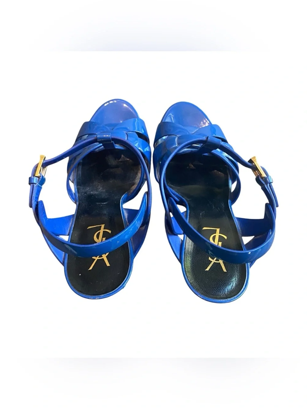 Saint Laurent 105mm Tribute T-Strap Leather Slingback Platform Stiletto Sandals - Picture 2 of 6